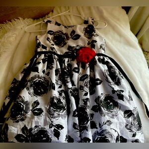 LILT Girls Black White Floral Formal Holiday Dress Size 6X